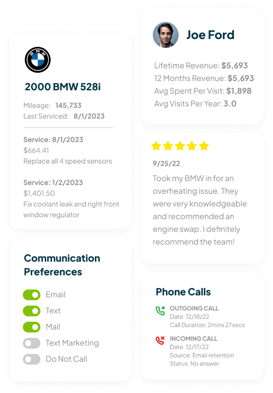 Kukui Software - KUKUI’s CRM module allows auto repair shops, access to customer data, track their progress through the sales pipeline, and improve customer retention through text, email, phone call tracking, AI review management, live scheduling, and more.