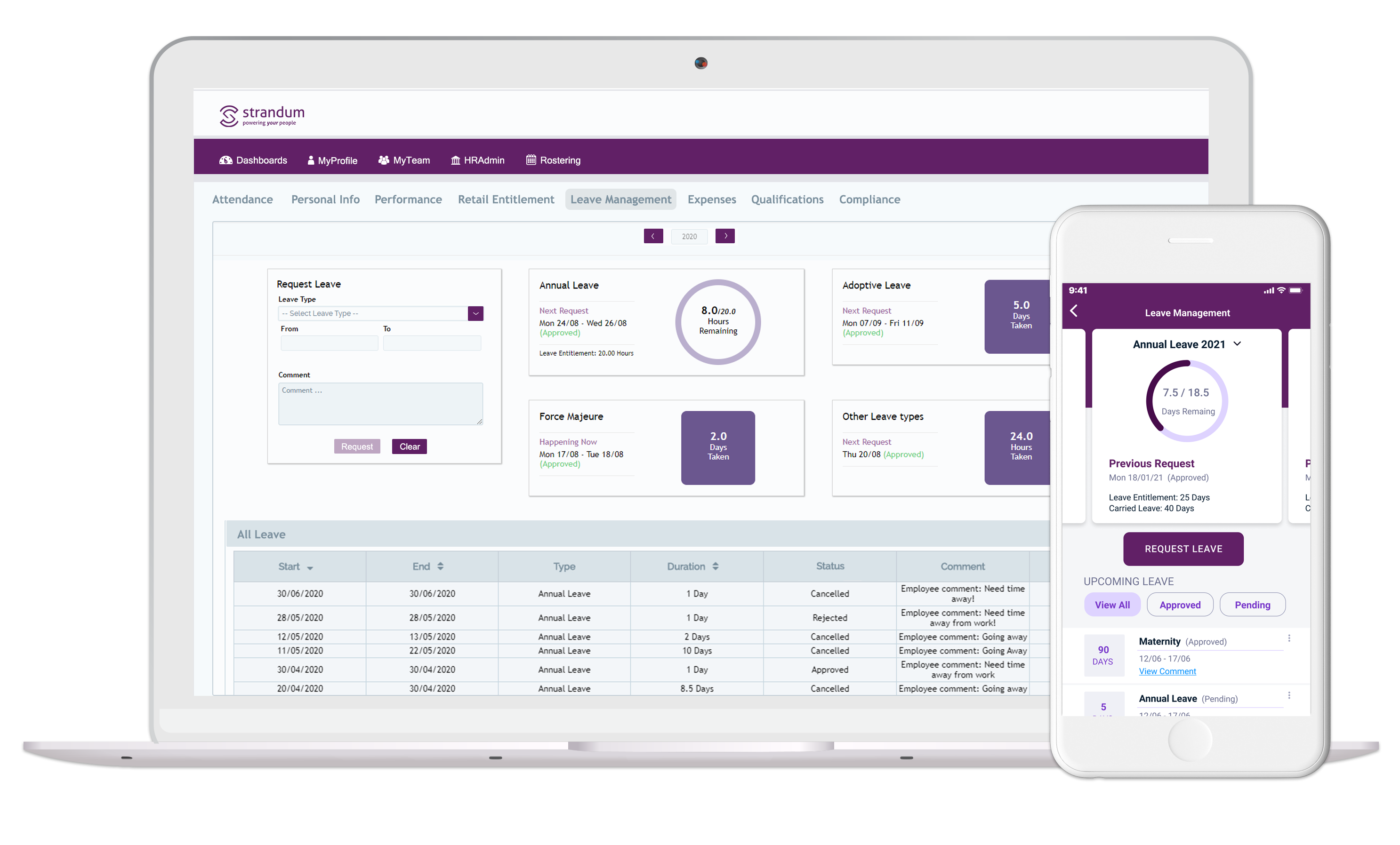 StrandumHR Software - StrandumHR leave tracking