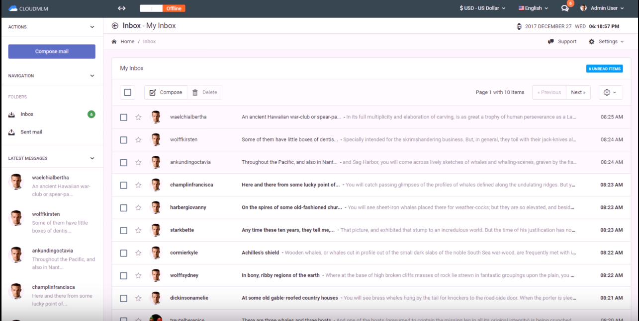 Cloud MLM Software inbox