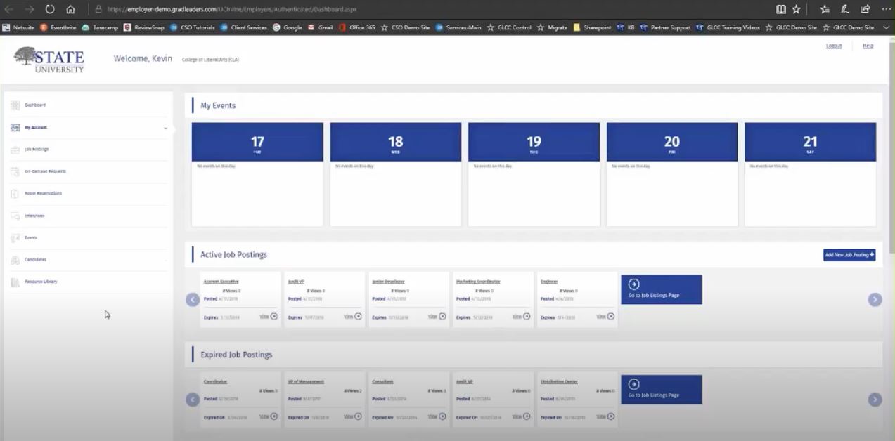 GradLeaders screenshot: GradLeaders events
