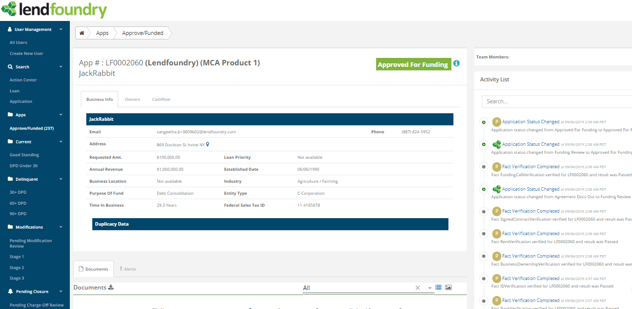 LendFoundry Software - LendFoundry borrower details