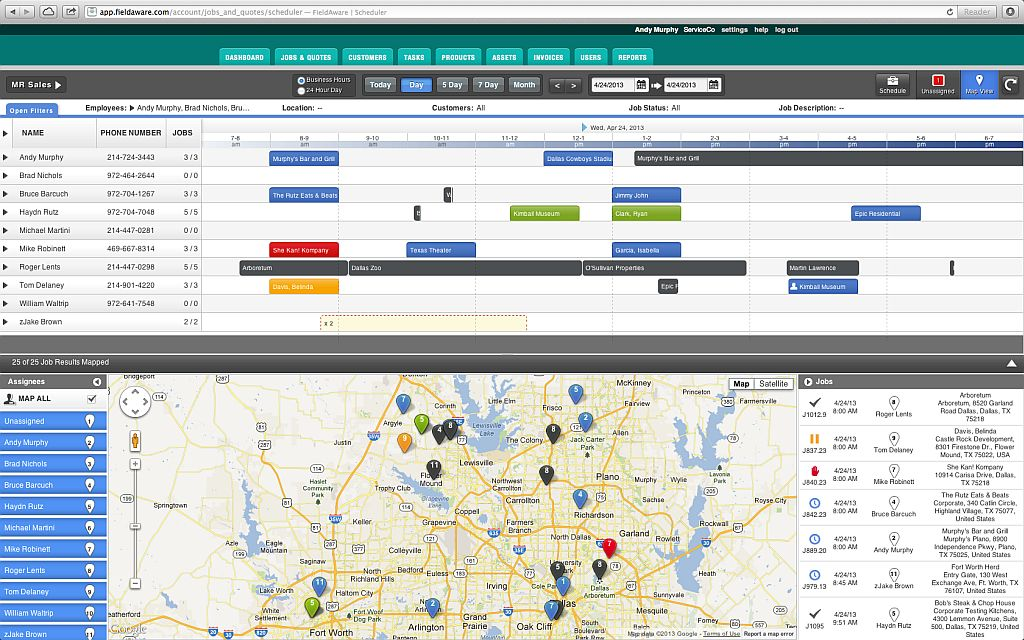 FieldAware Software - Schedules can be viewed for the entire team