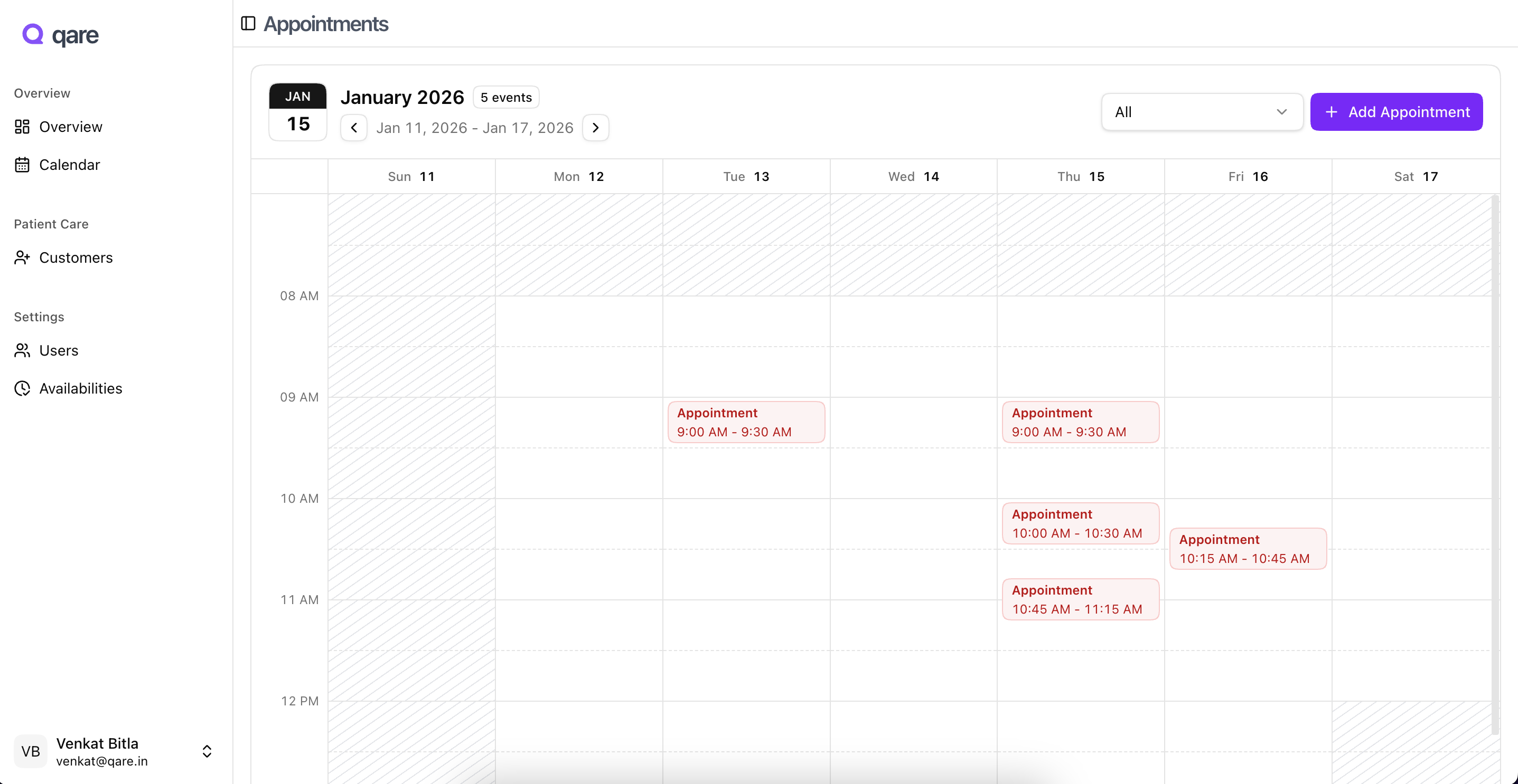 qare screenshot: qare appointments