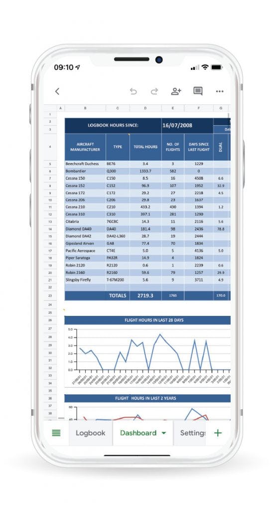 Excel Pilot Logbook Software - 2