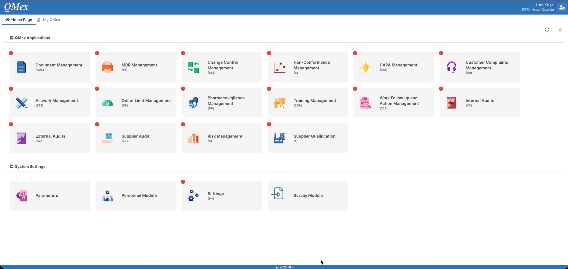 QMex screenshot: QMex | Enterprise Quality Management System