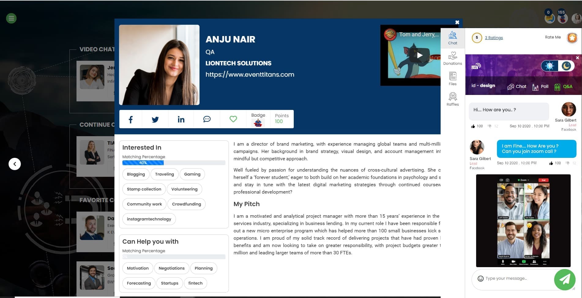 EventTitans Software - Detailed Networking Profiles with AI Match Making