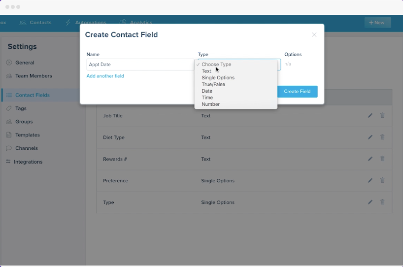Zingle Software - Customize contact profiles with custom fields that meet the needs of the business