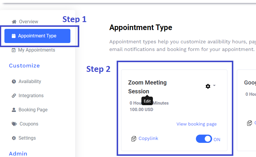 Probooking appointment type