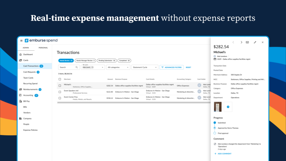 Emburse Spend (formerly Abacus) Software - Ditch the expense report and discover what expense management should be with Emburse Spend. Submit and approve transactions as they happen, not weeks later. Match receipts to expenses automatically while enforcing spend policy in real-time.