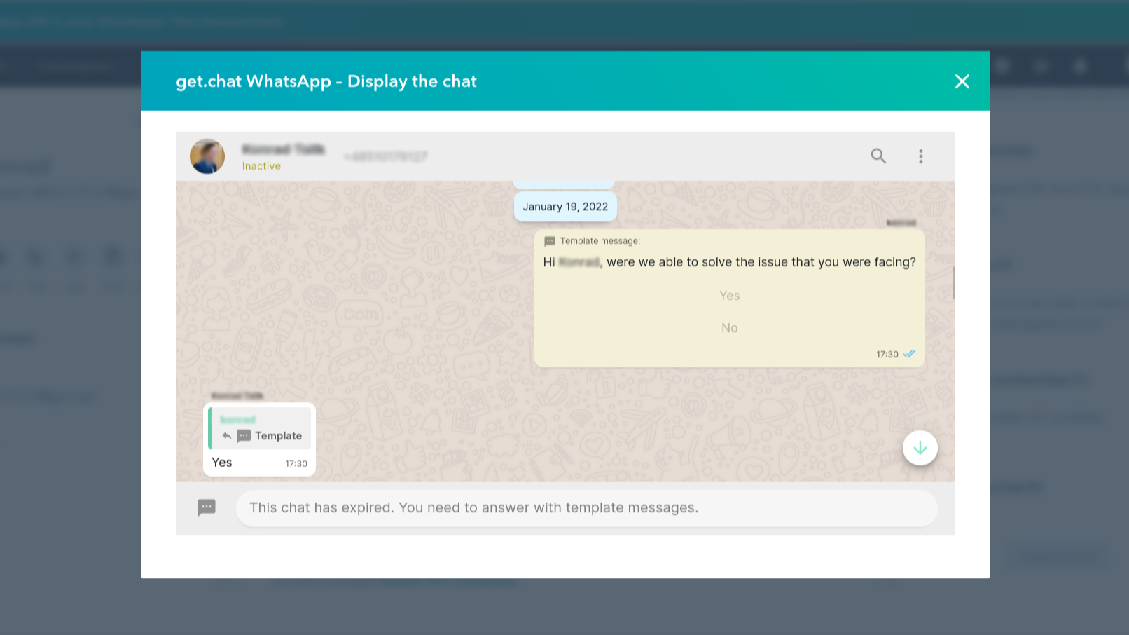 get.chat Software - HubSpot and get.chat direct message feature