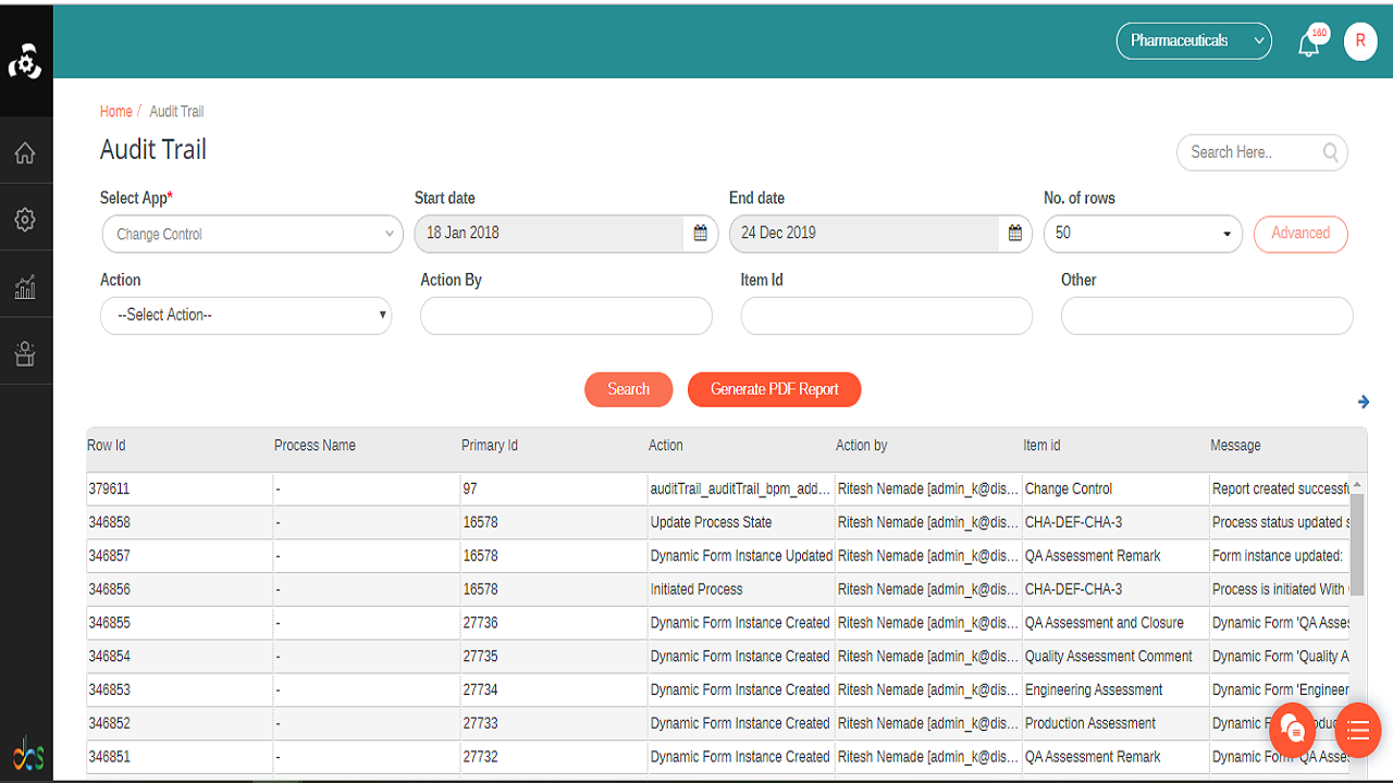 Kriya Software - Get audit and activity logs of every action. With this tracking who does what can be retrieved and exported for compliance and system monitoring.