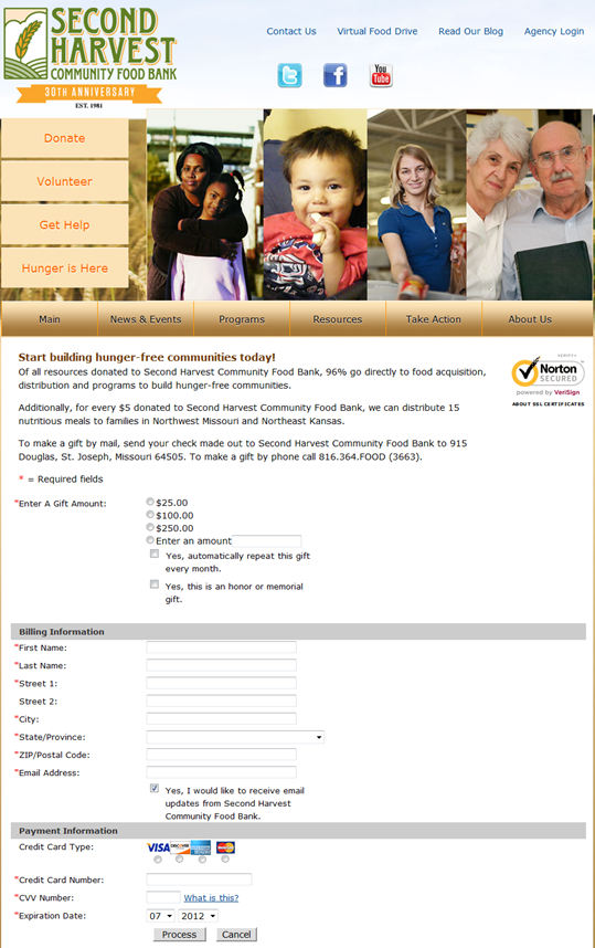 Food bank marketing-donation form
