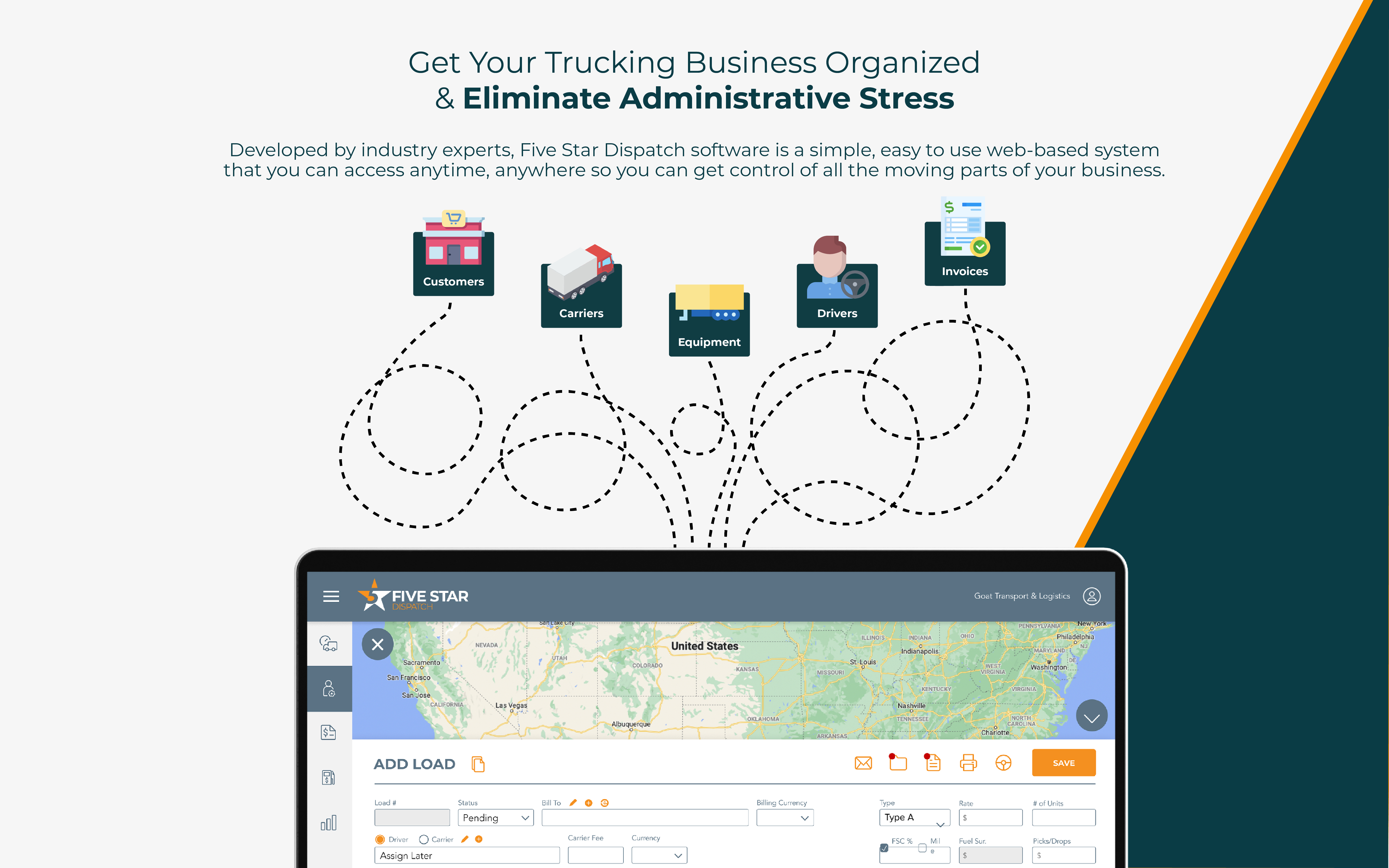 Five Star TMS screenshot: Get Your Trucking Business Organized & Eliminate Administrative Stress
