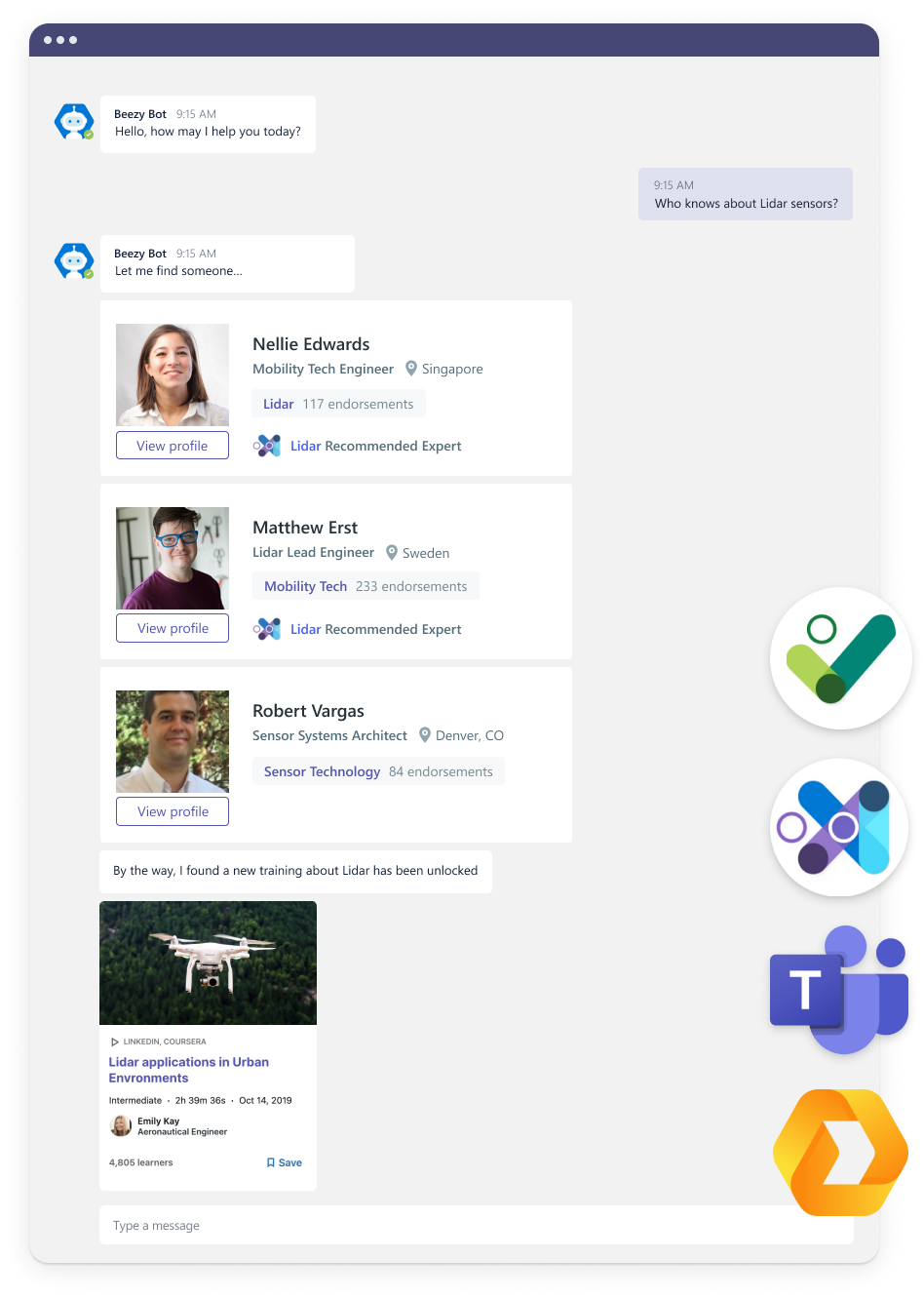 Beezy fully integrates with Microsoft Teams & Viva