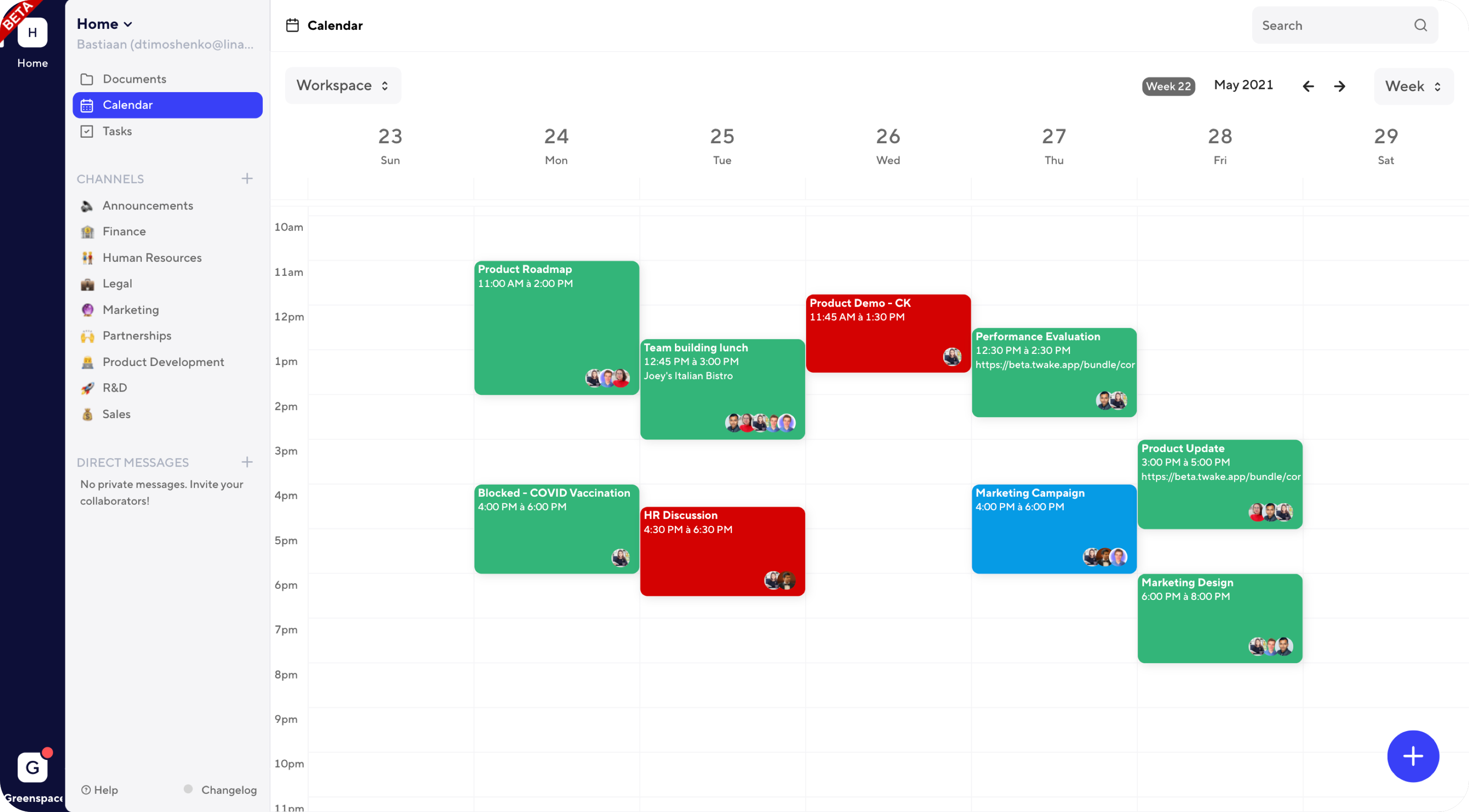 Plan your team events and have a quick look on what is your team up to during the week