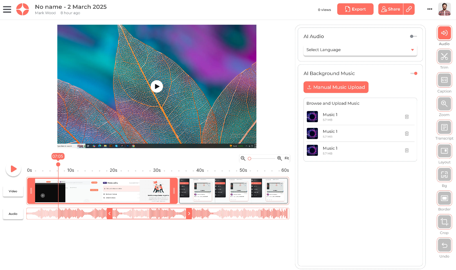 Boom screenshot: Boom edit video