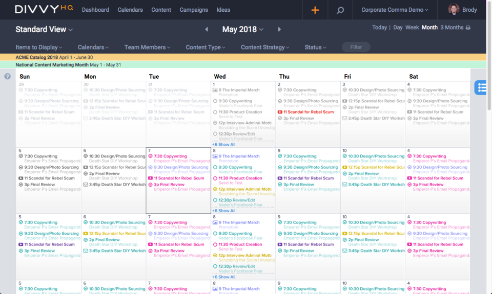 DivvyHQ Software - Content Calendar