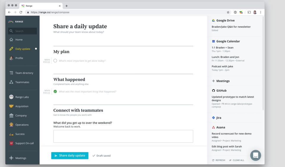 Range daily updates