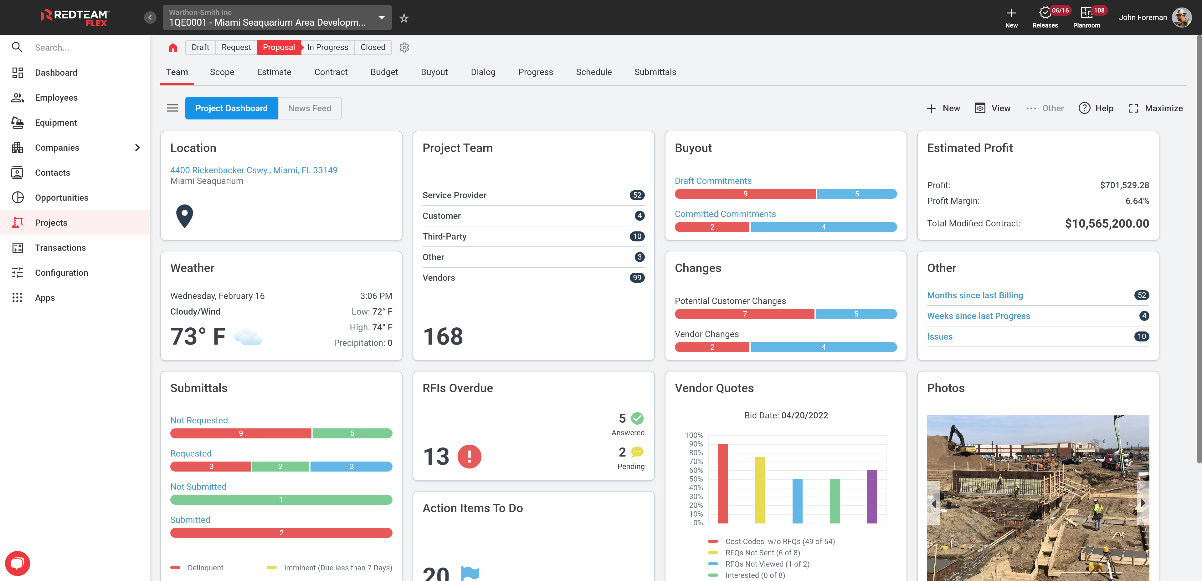 RedTeam Flex Software - Project Dashboard