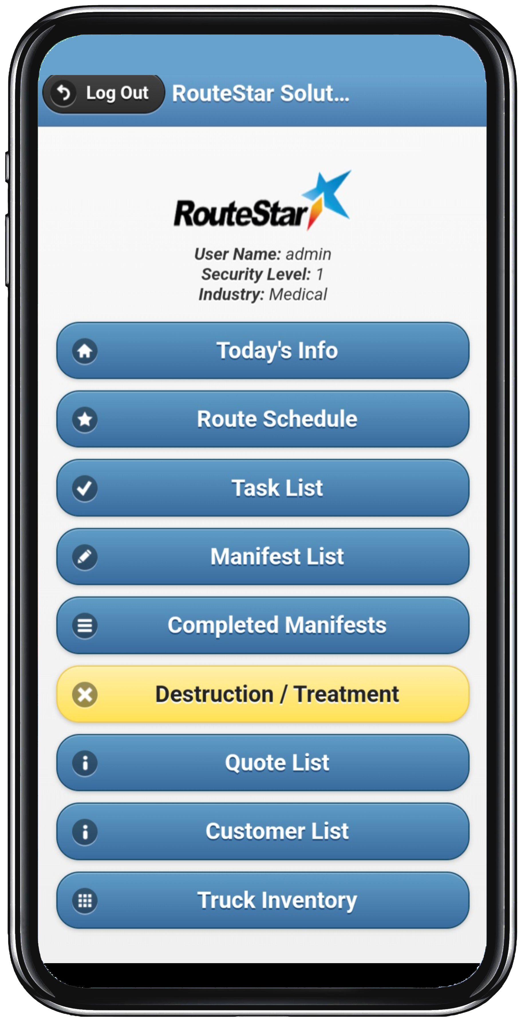 RouteStar Solutions screenshot: Routestar Solutions Mobile App