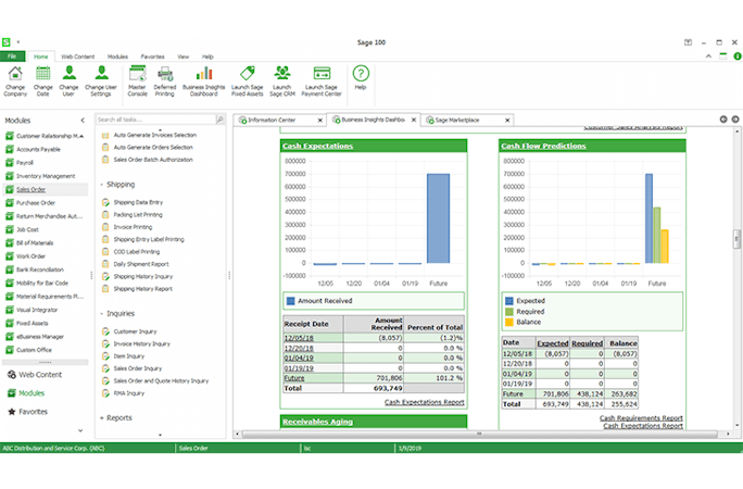 Sage 100cloud screenshot: Sage 100cloud financial reporting