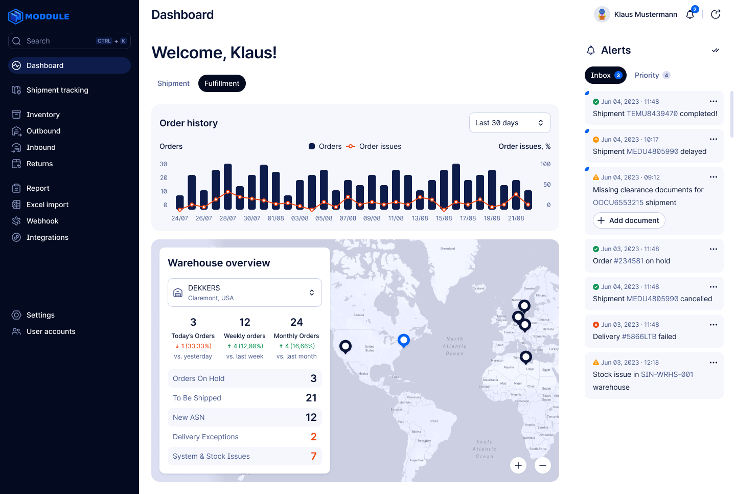 Moddule screenshot: Moddule dashboard