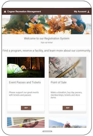 Cogran screenshot: Cogran's mobile-first website makes finding the right program and reservation option simple. Put easy shopping for passes, tickets, and swag into the hands of your customers. Add in easy membership purchase, plus all of the other bells and whistles.