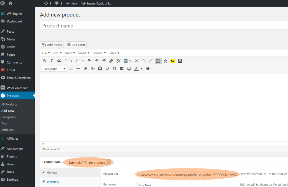 E-junkie screenshot: E-junkie products