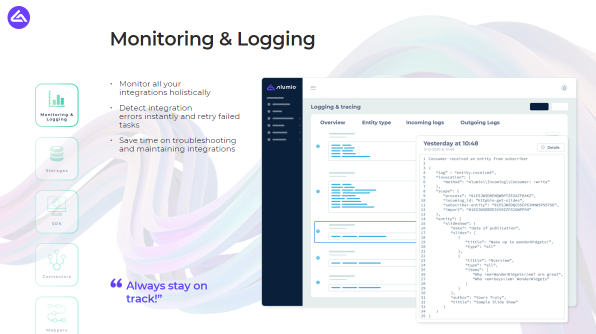 Alumio next-gen integration platform: Monitoring & logging