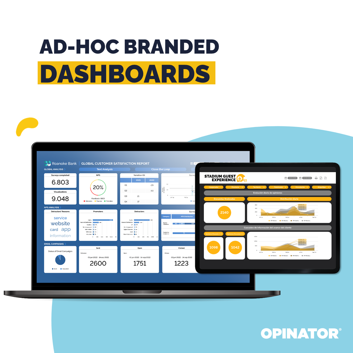 OPINATOR screenshot: OPINATOR ad-hoc branded dashboards