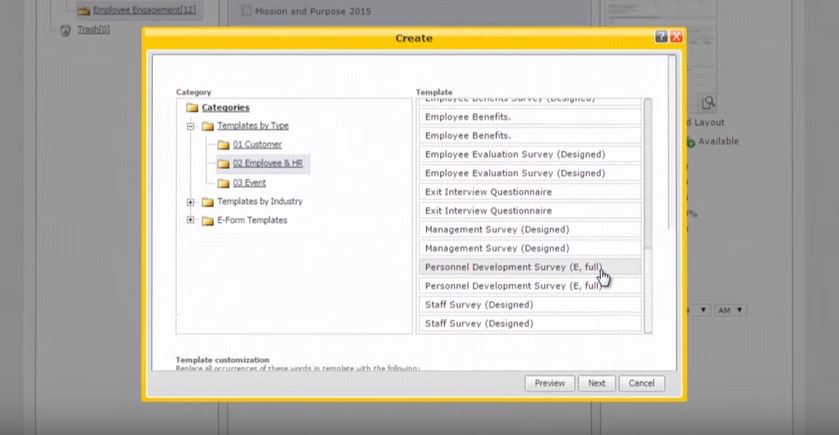 KeySurvey - Survey creation with the help of existing templates