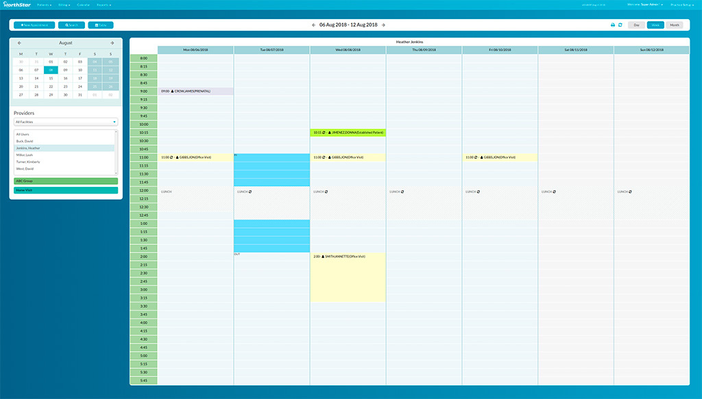 Organized Scheduler:  Easily manage patient office flow with multi-provider, multi-location and multi-resource scheduling capabilities. Customize user views and schedule all procedure rooms, nurses, doctors, equipment or any combination of resources.