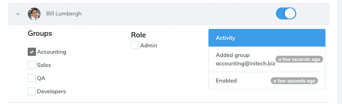 Groove.id access rights screenshot