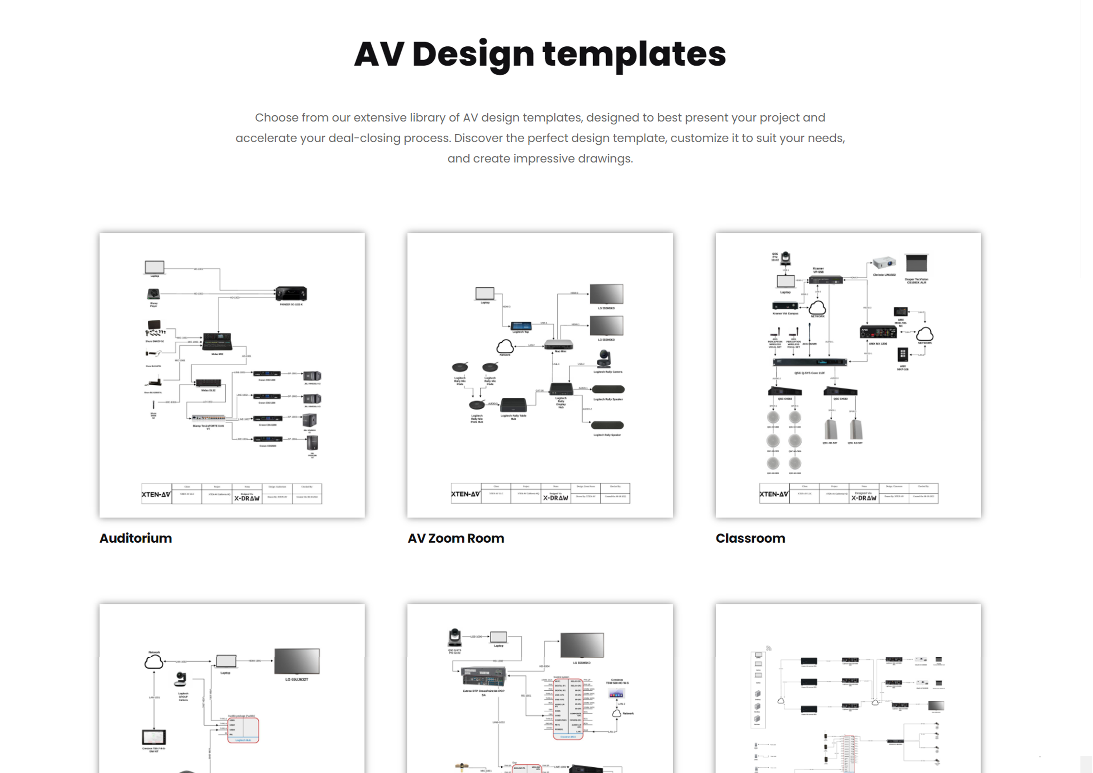 Choose from a range of AV Design Templates; get ready BOM, Drawings and Proposals