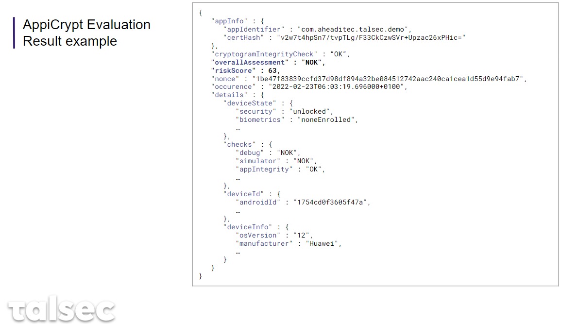 AppiCrypt Software - AppiCrypt Evaluation 
Result example