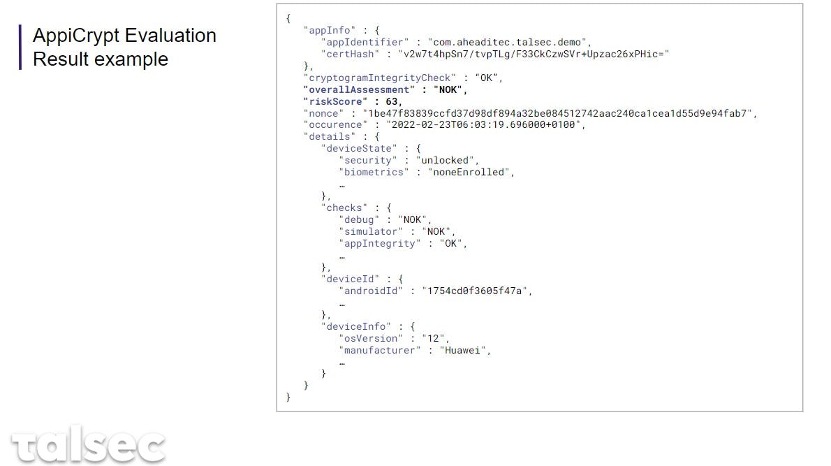 AppiCrypt Software - AppiCrypt Evaluation 
Result example