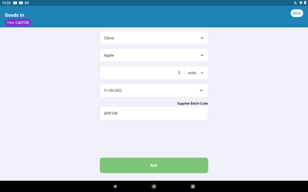 Food Guard Software - Goods Inwards Tracing process - We generate codes or you can use your own or combine both. Add or take pictures and remove the need to store paperwork.