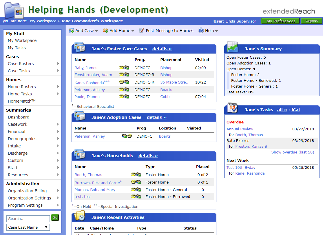 View open cases and access case files from the workspace