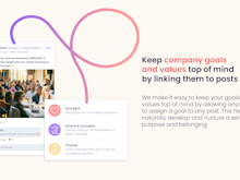 Workvivo Software - Keep company goals and values top of mind by linking them to posts