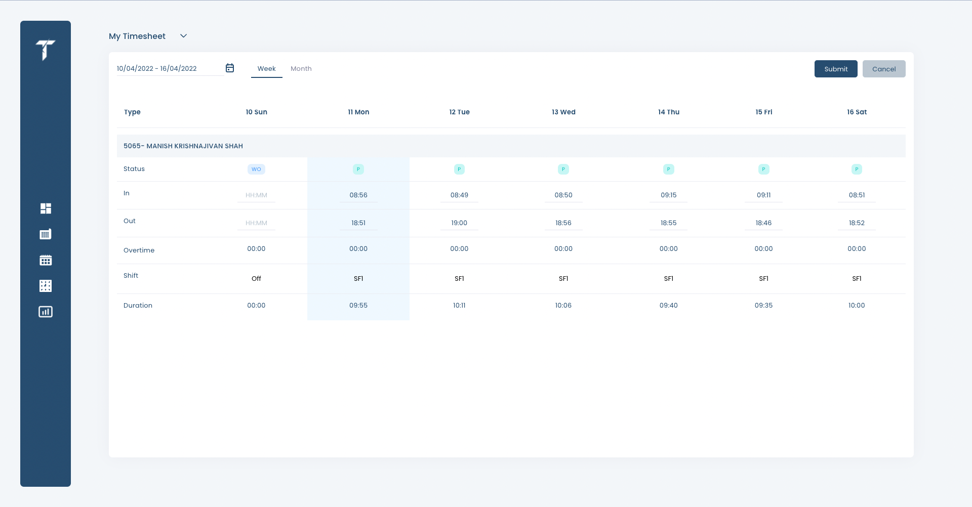 Selft attendance Report View