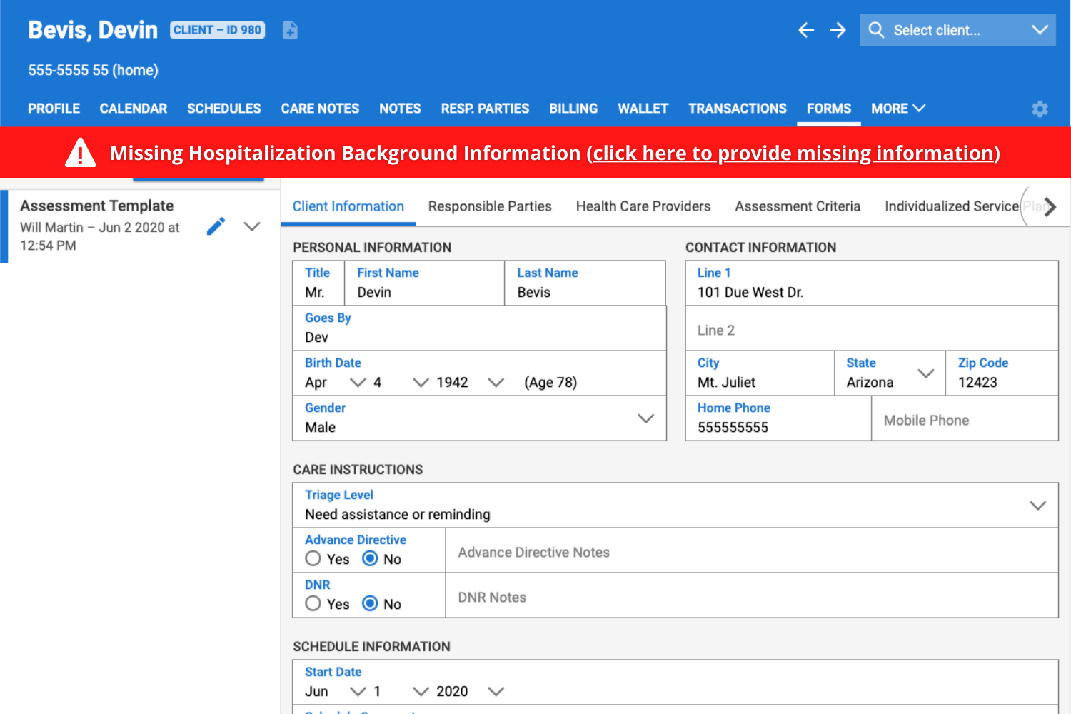 AxisCare Software - Hospitalization Metrics