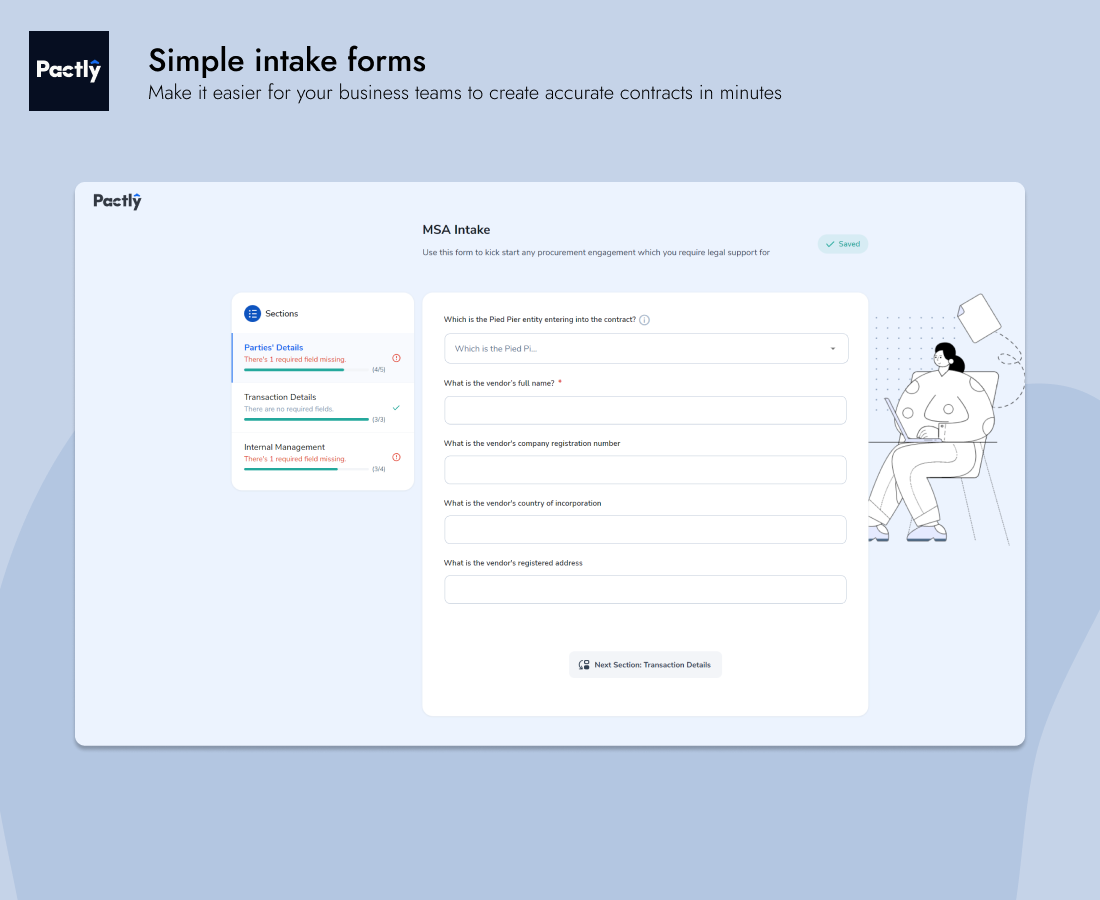 Make it easier for your business teams to create accurate contracts in minutes through simple intake forms