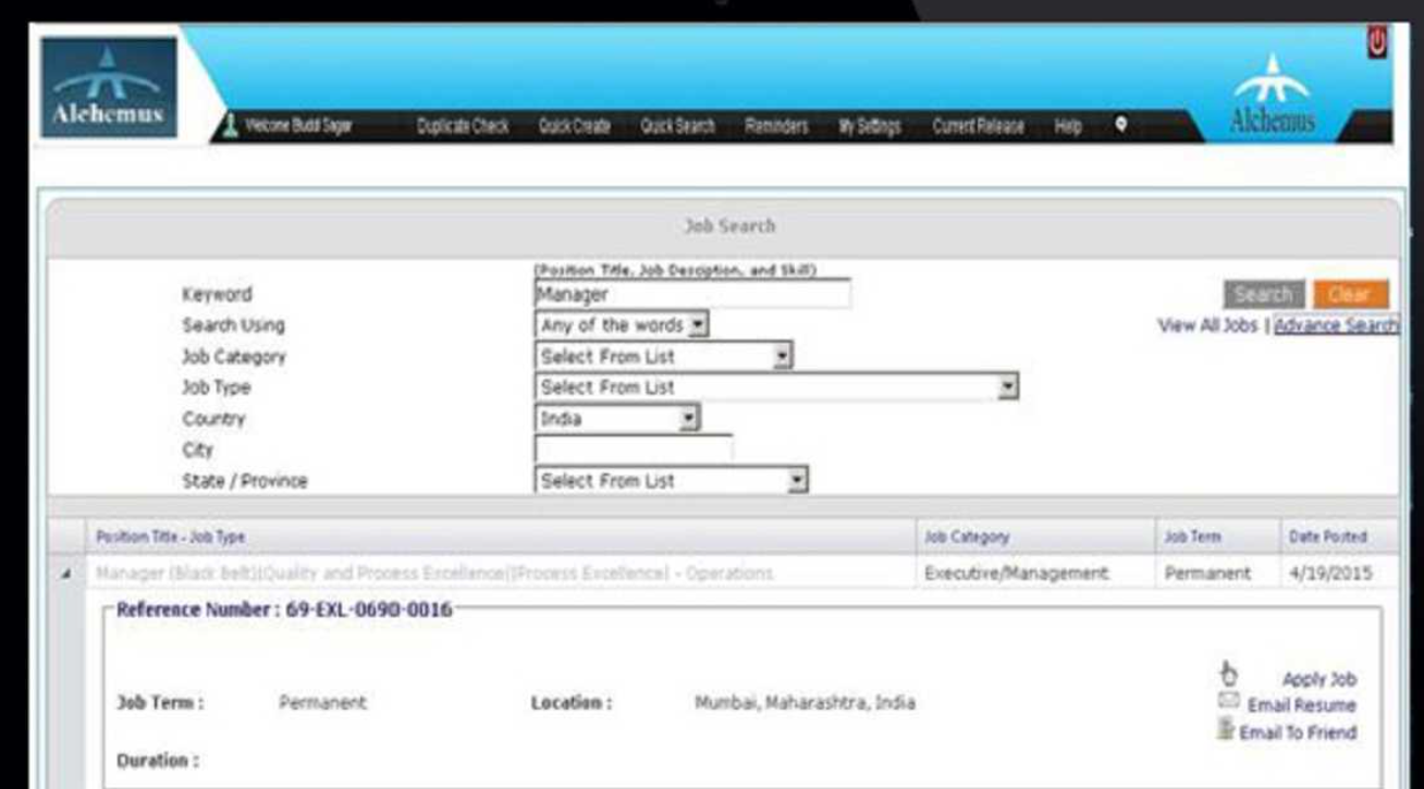 Alchemus screenshot: Alchemus job portal