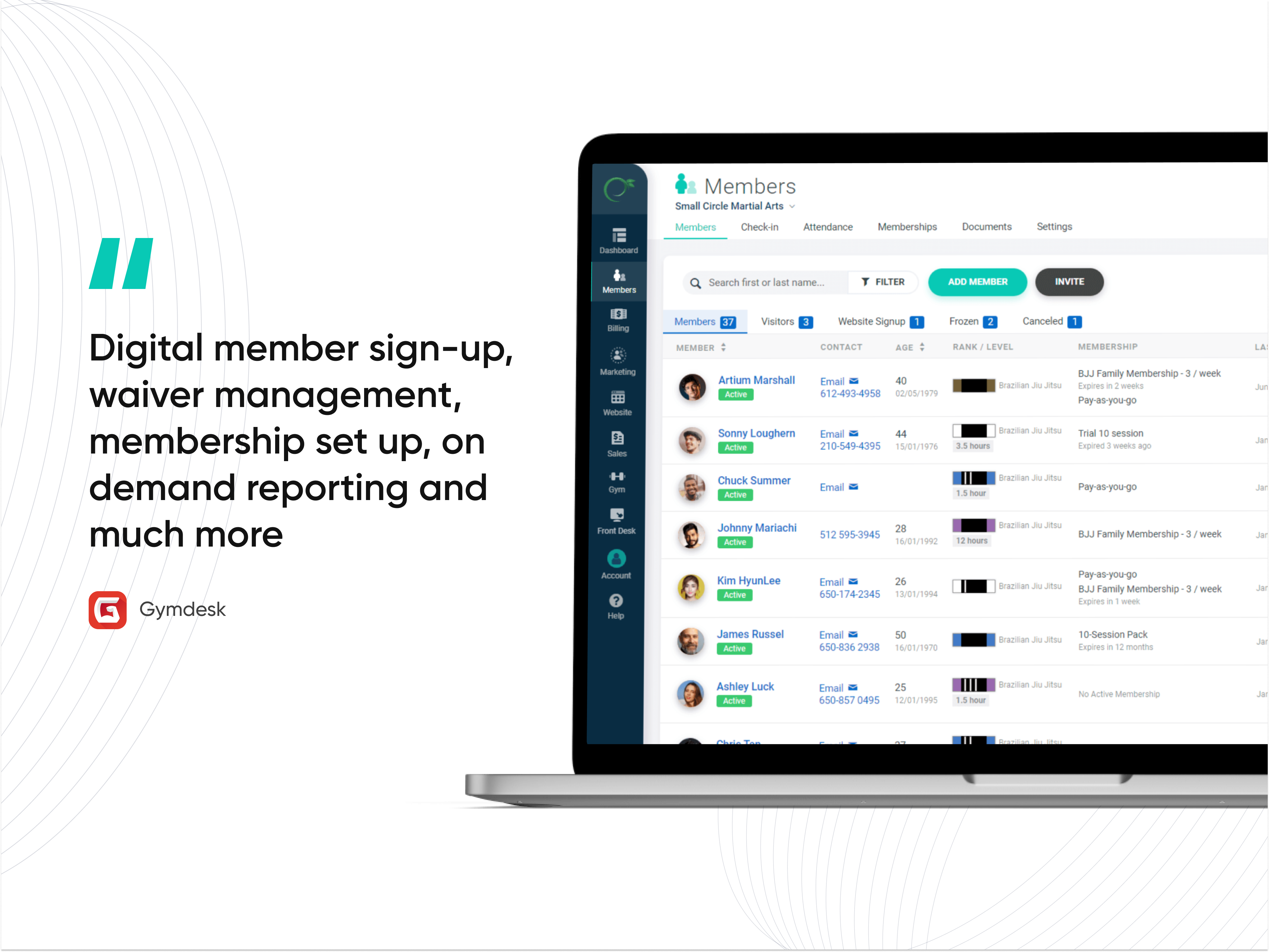 Gymdesk Software - Manage members, memberships, waivers and much more