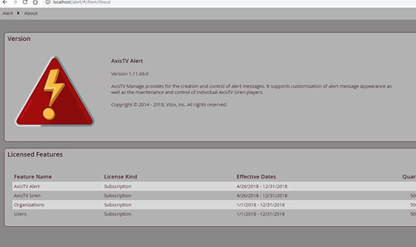 AxisTV Signage Suite Software - Our stand-alone alerting platform can be used alongside any digital signage CMS. It gives you time-saving workflows to deliver important updates and CAP-compliant alerts across your digital signage system.