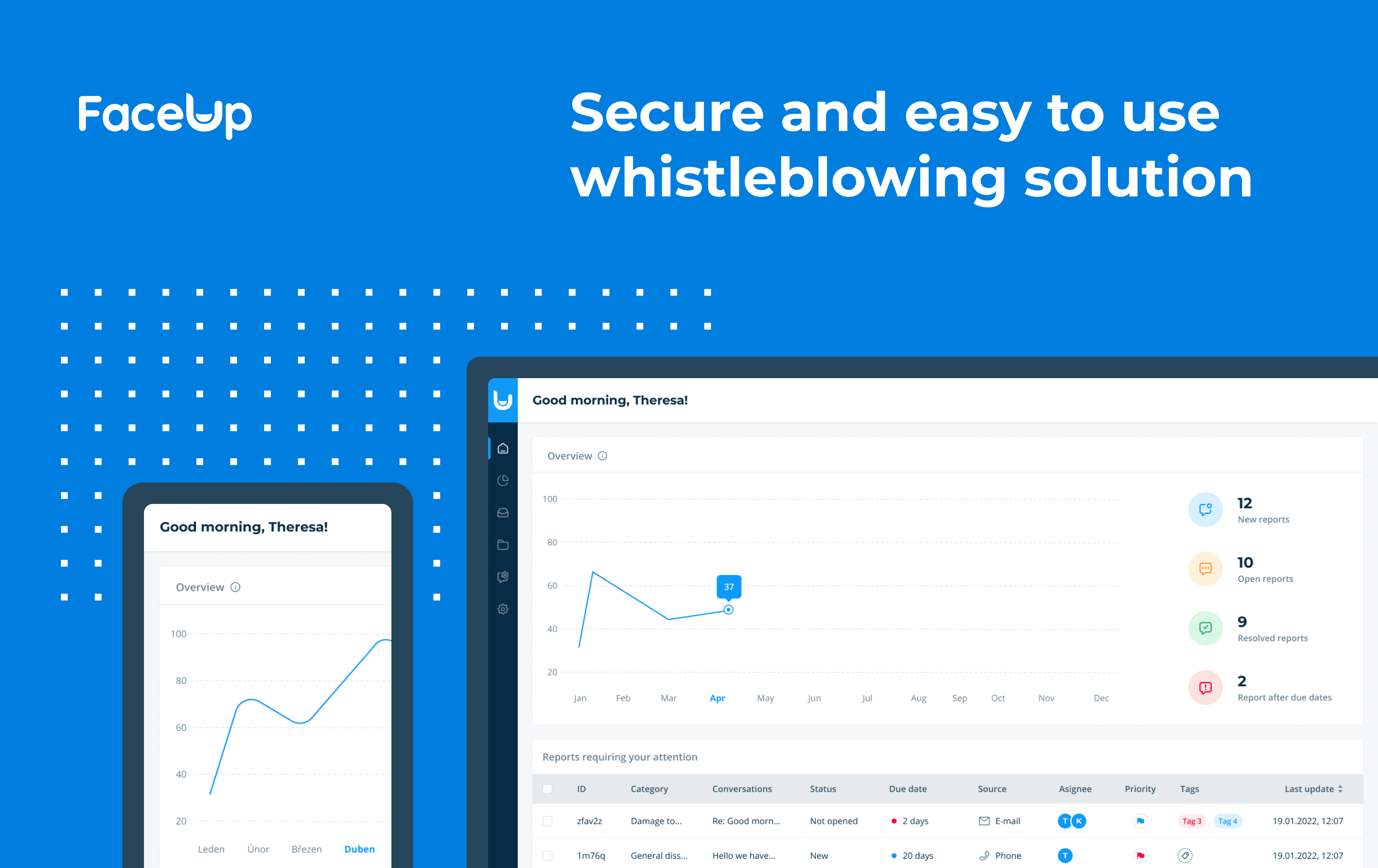 FaceUp Software - FaceUp is a secure, intuitive and easy to use solution, which allows employees and pupils to report instances of wrongdoing. Anybody can anonymously send reports through a website or mobile app in just two clicks.