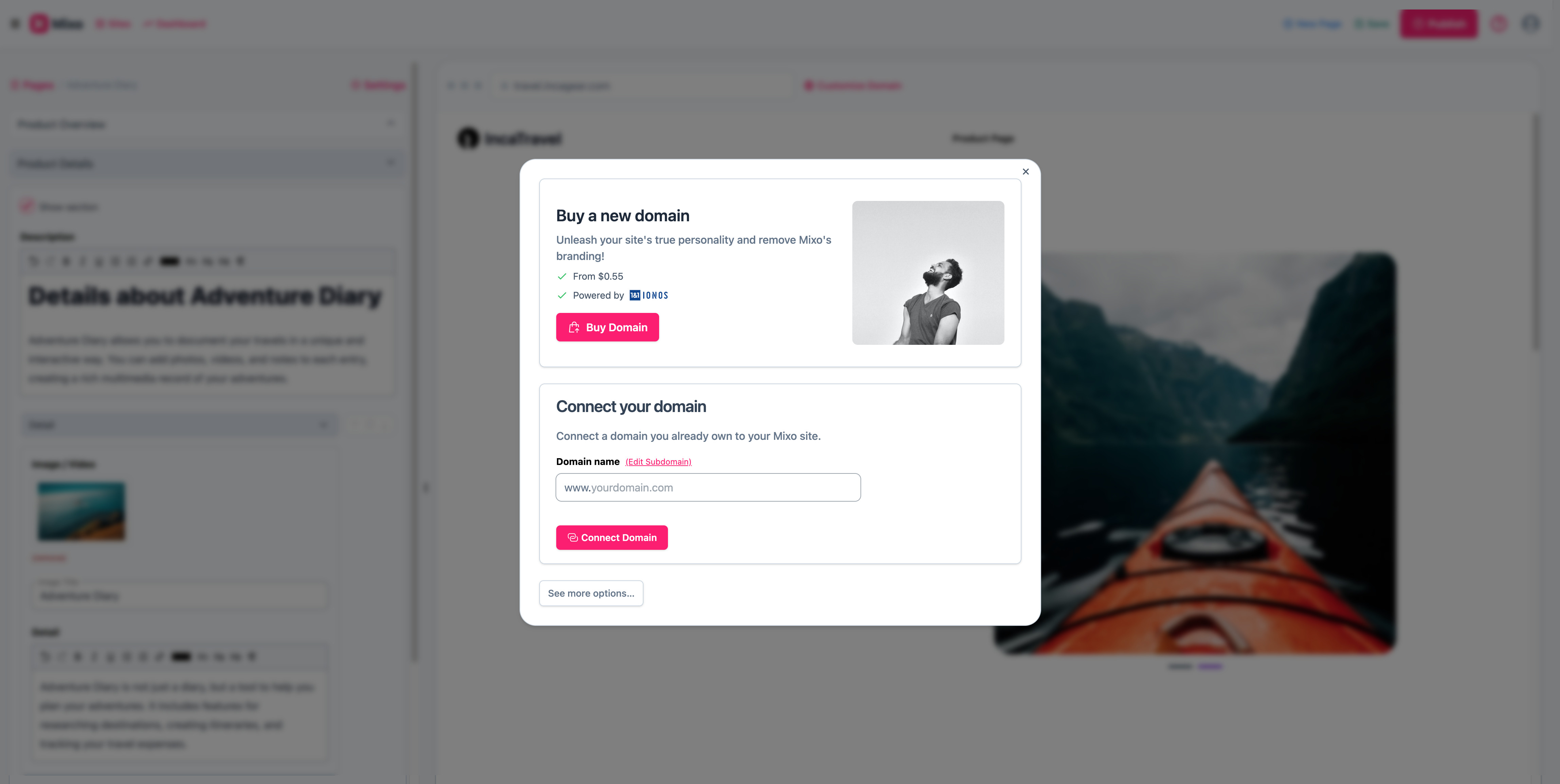 Ability to customize the url: With Mixo, enhance your branding with personalized URLs. Connect your custom domain easily and showcase your brand's uniqueness online.