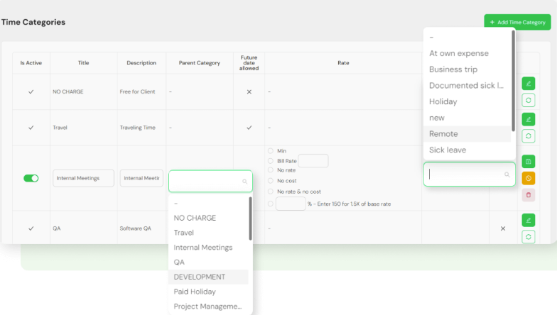 BeOnBoard screenshot: BeOnBoard time tracking