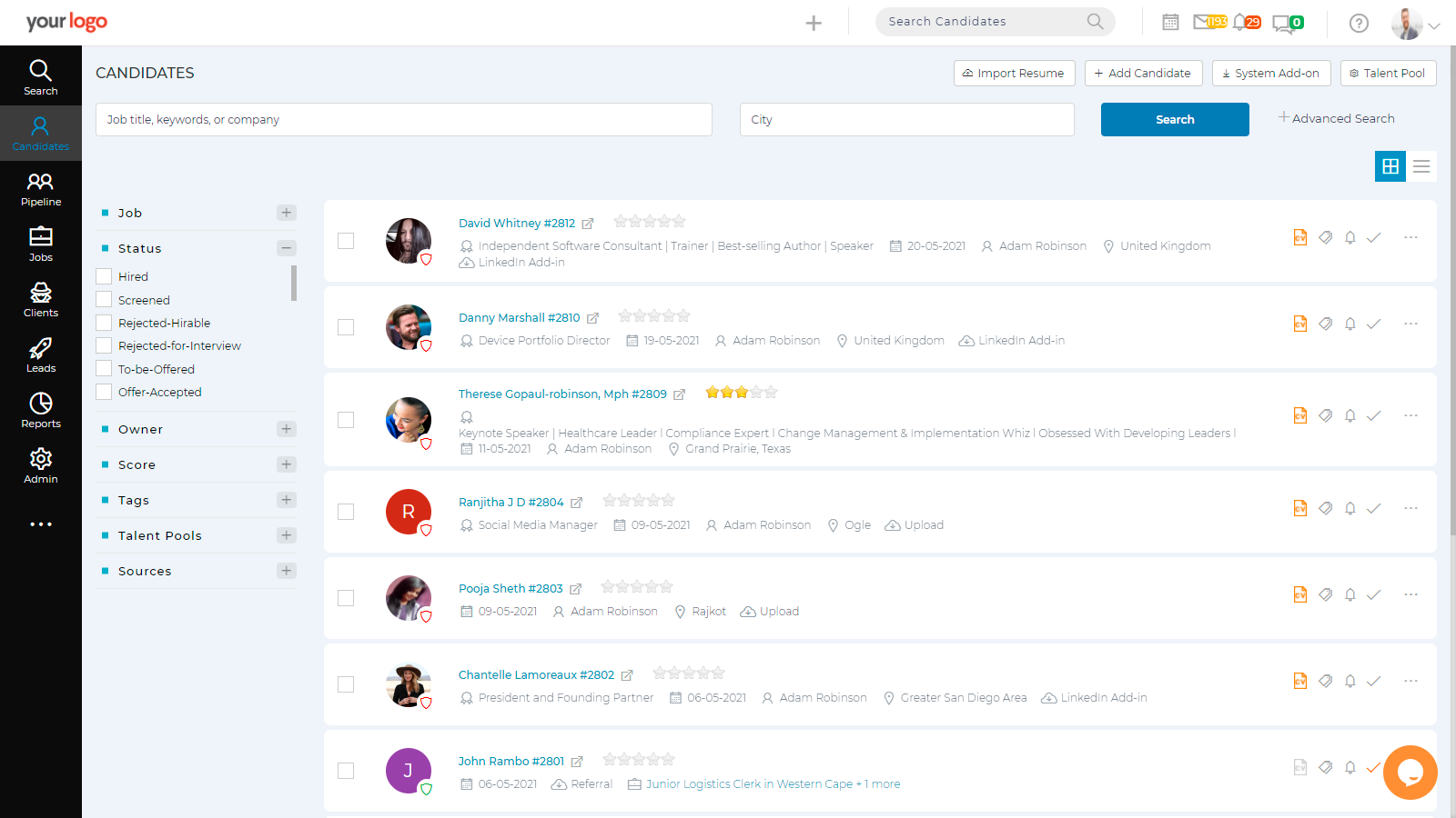 Candidate Listing