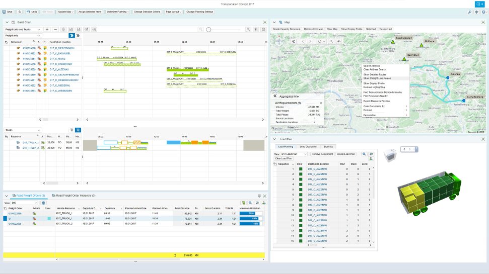 SAP Transportation Management screenshot: SAP Transportation Management track vehicles